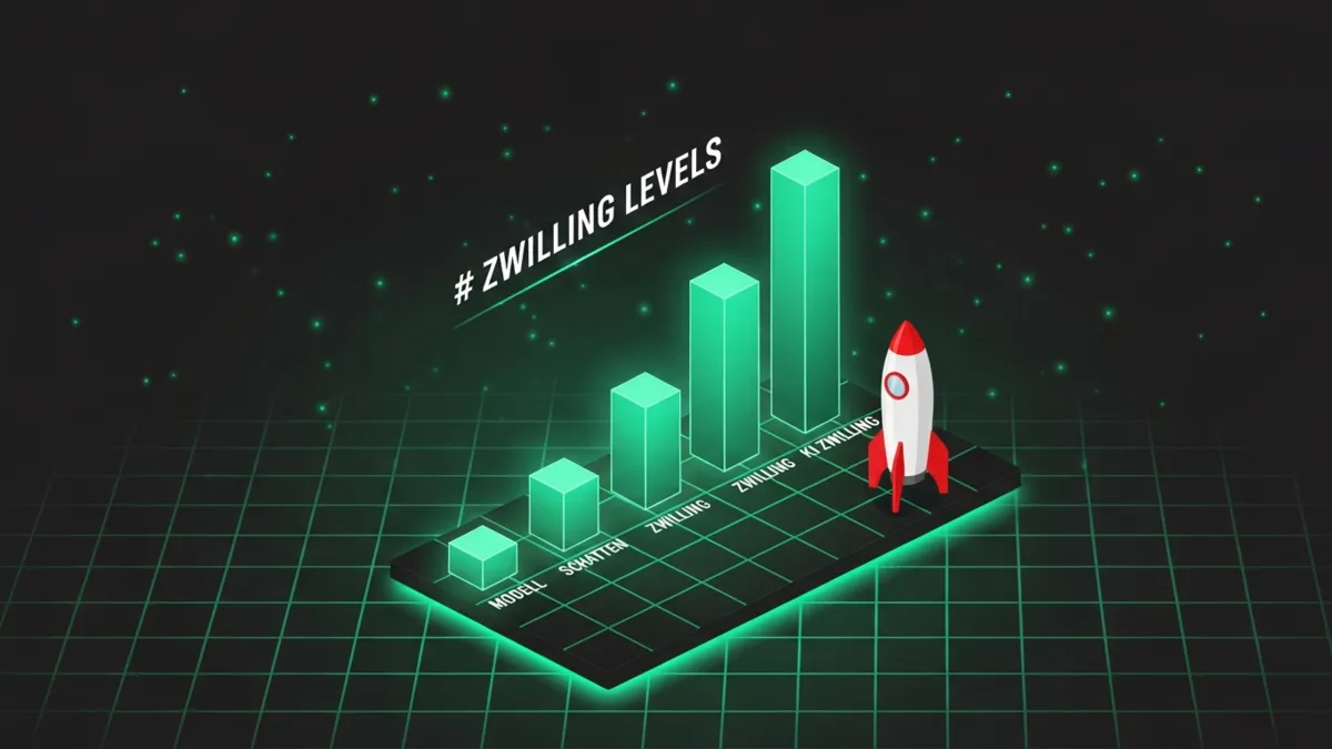 Grüne Säulen Infografik der vier Digitaler Zwilling Levels