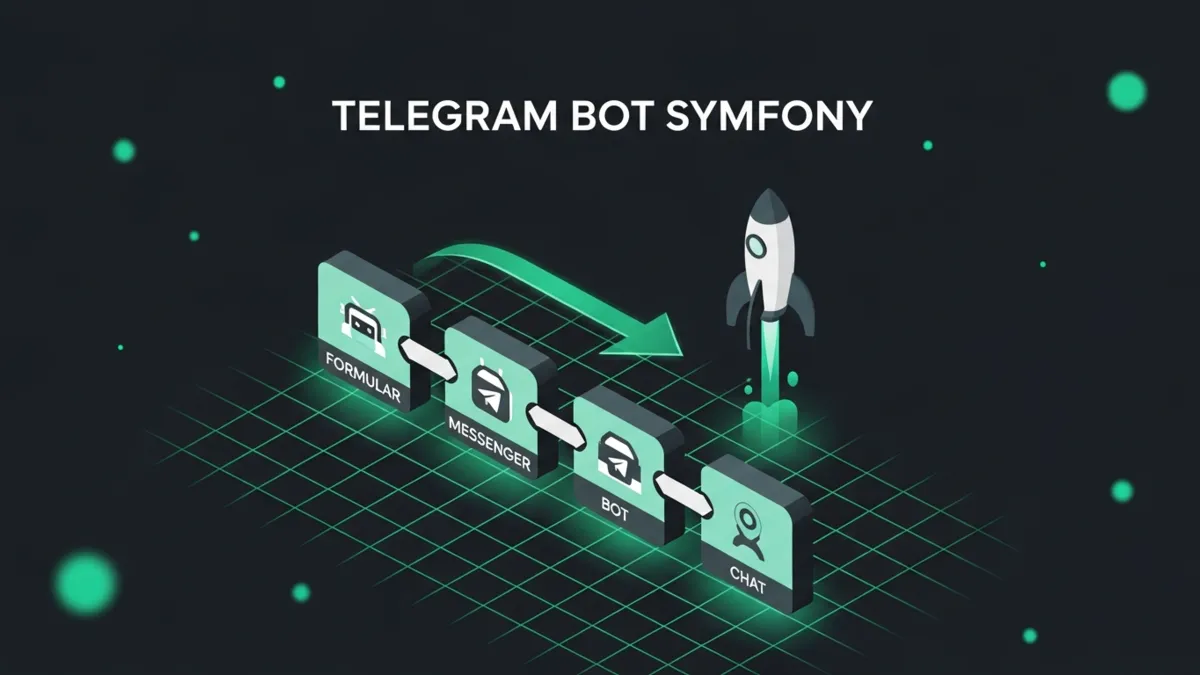 Grüne Ablaufkette Formular Messenger Bot Chat für Telegram Bot in PHP